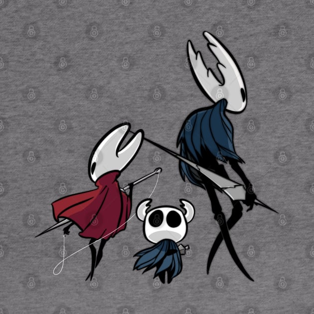 The hollow knight, hornet, and the knight (ver. 2) by Quimser